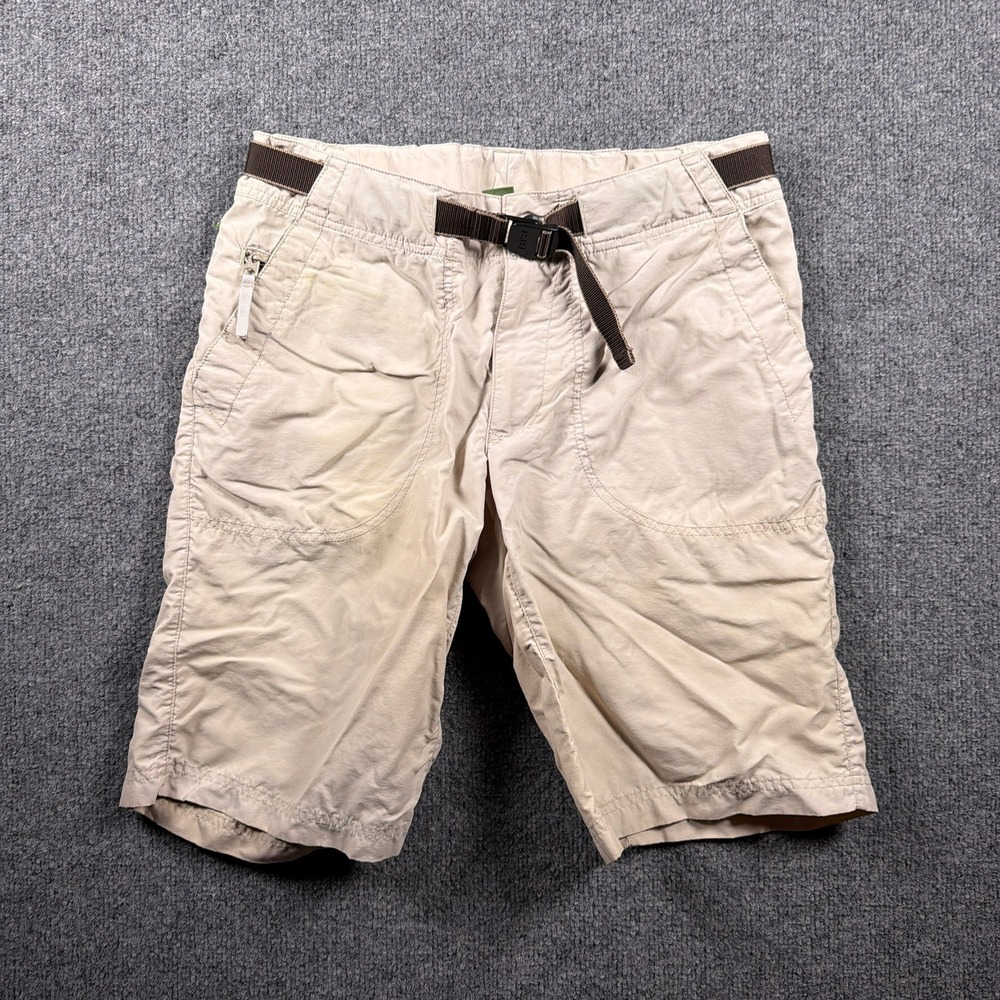 REI Hiking Shorts Womens 8 Tan Nylon Belted UPF 50+ Utility Cargo Y2K Gorpcore